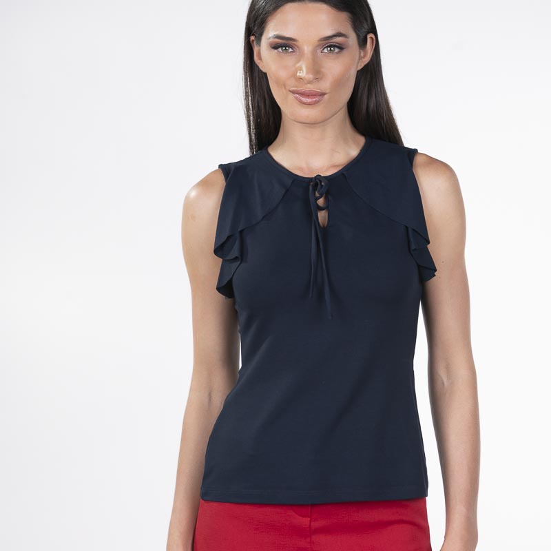 Blusa para Dama Petite Amori Azul sin mangas