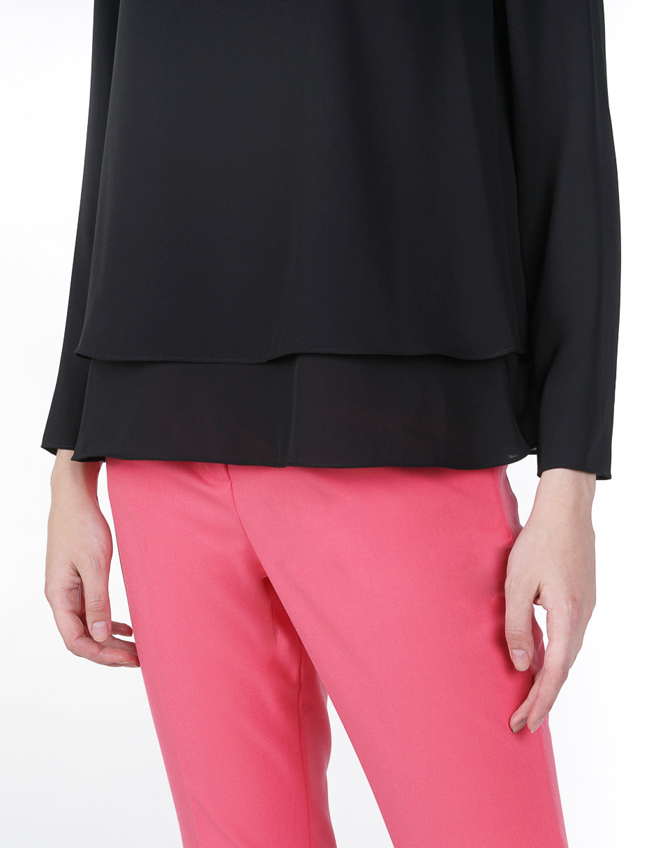 Blusa para Dama Amori Negra manga larga