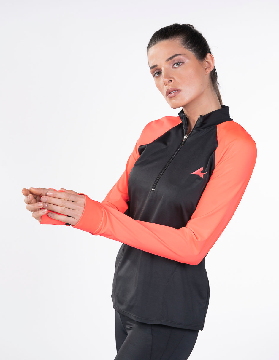 Sudadera Deportiva Mujer Invicta Negro Naranja