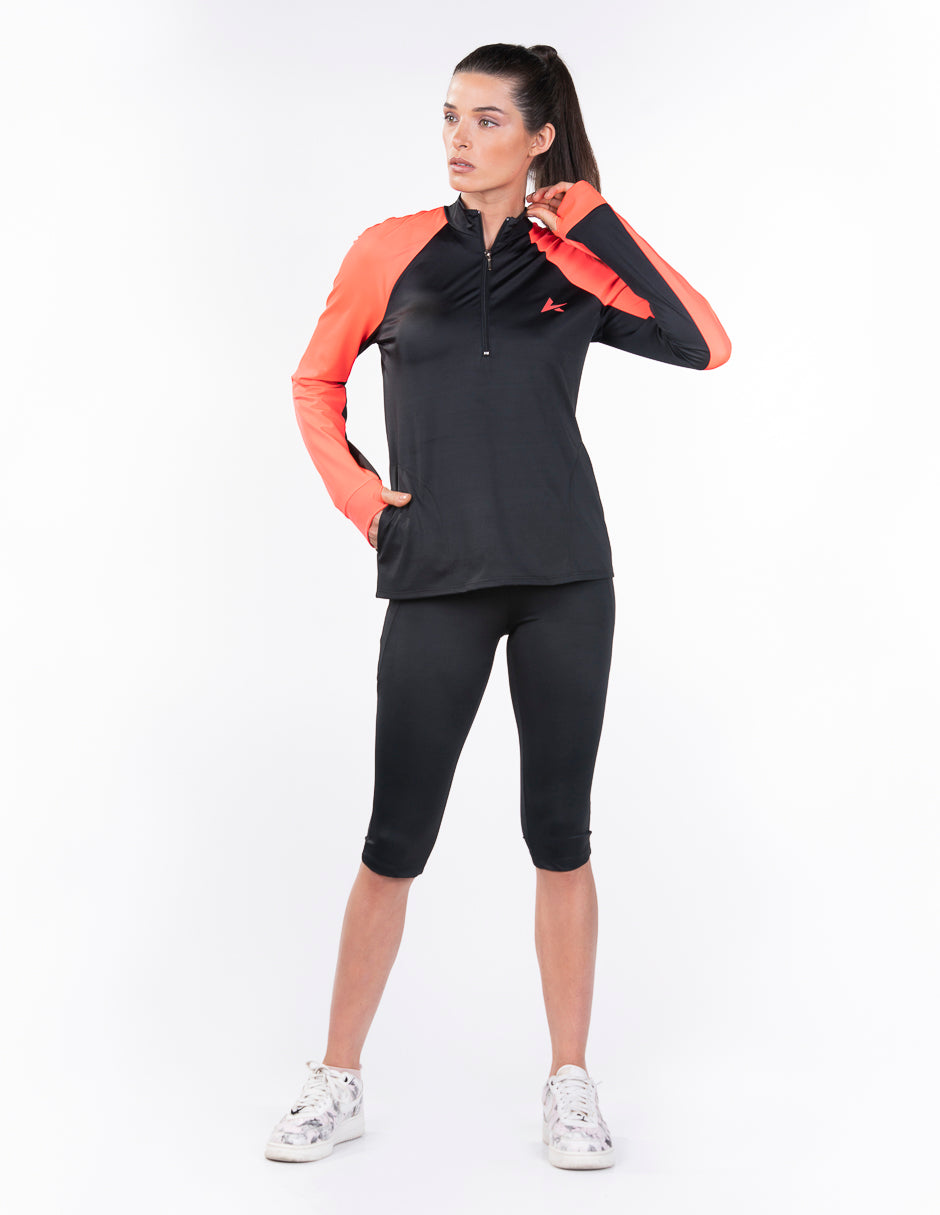 Sudadera Deportiva Mujer Invicta Negro Naranja