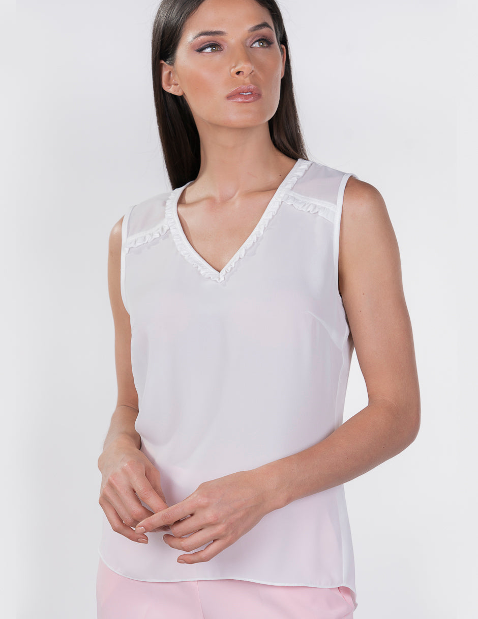 Blusa para Dama Amori Blanca sin Mangas