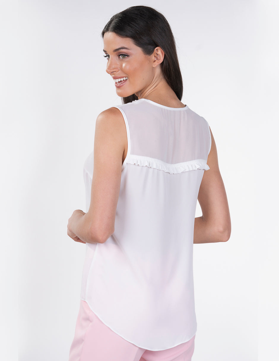 Blusa para Dama Amori Blanca sin Mangas