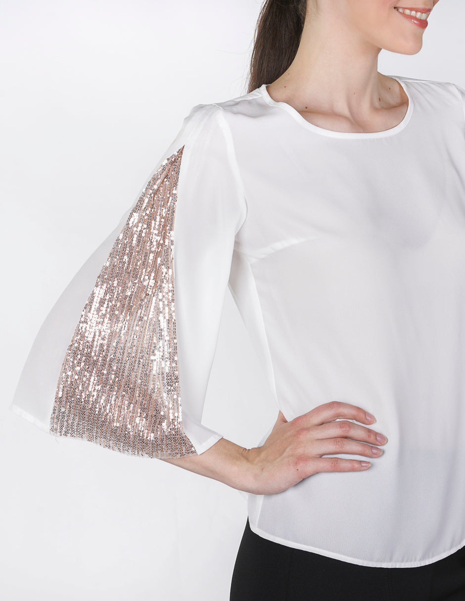 Blusa para Dama Amori Blanca con aplicaciones