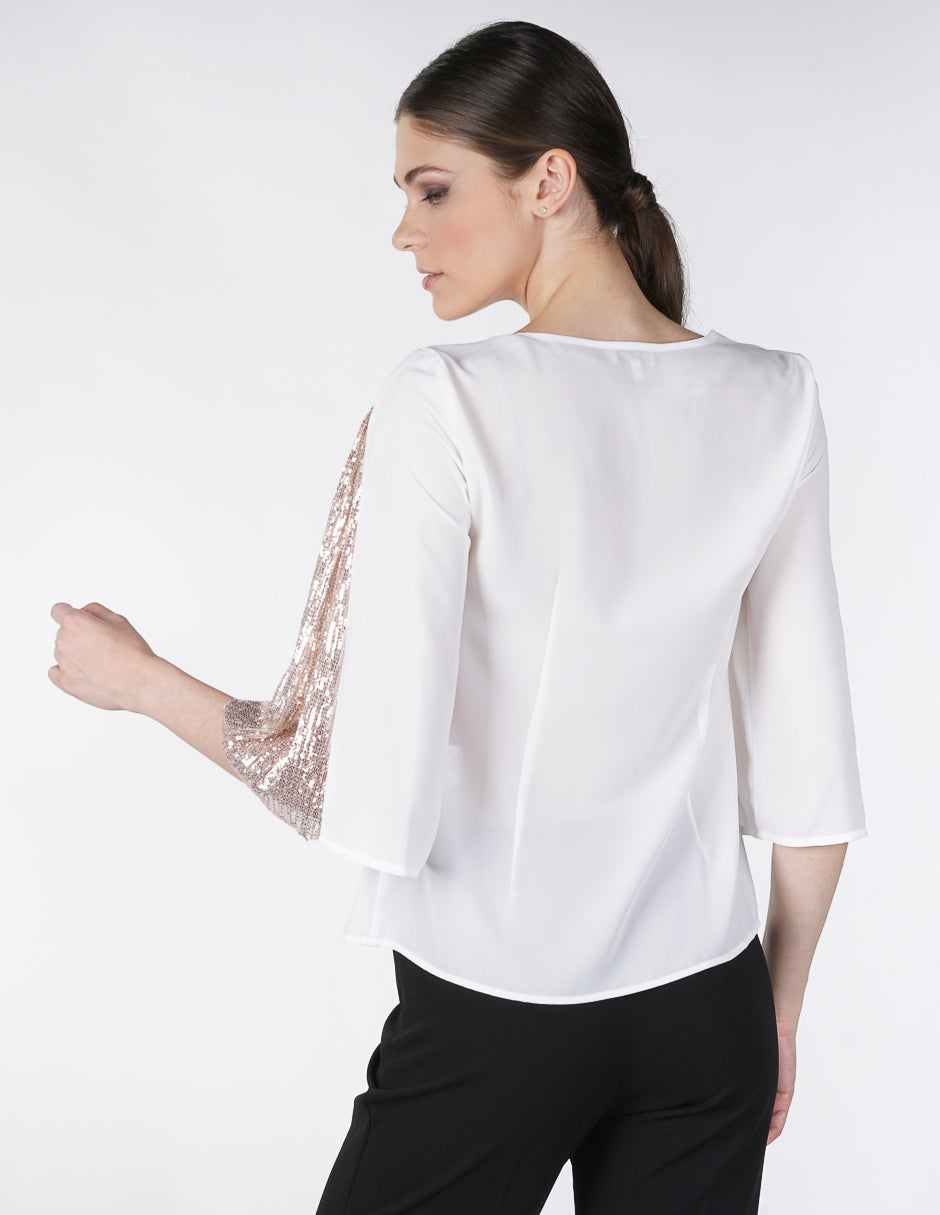 Blusa para Dama Amori Blanca con aplicaciones