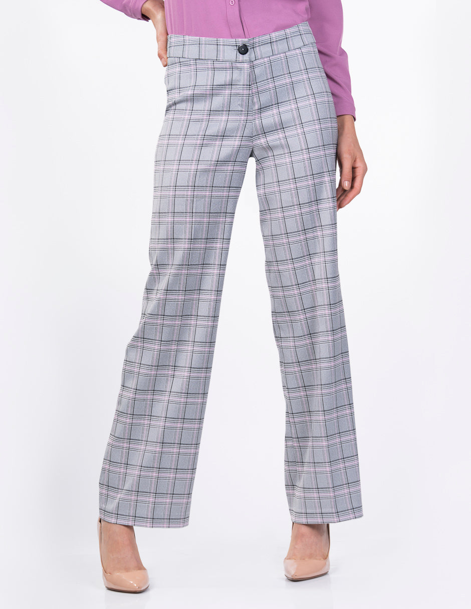 Pantalon para Dama Petite Amori Gris a Cuadros