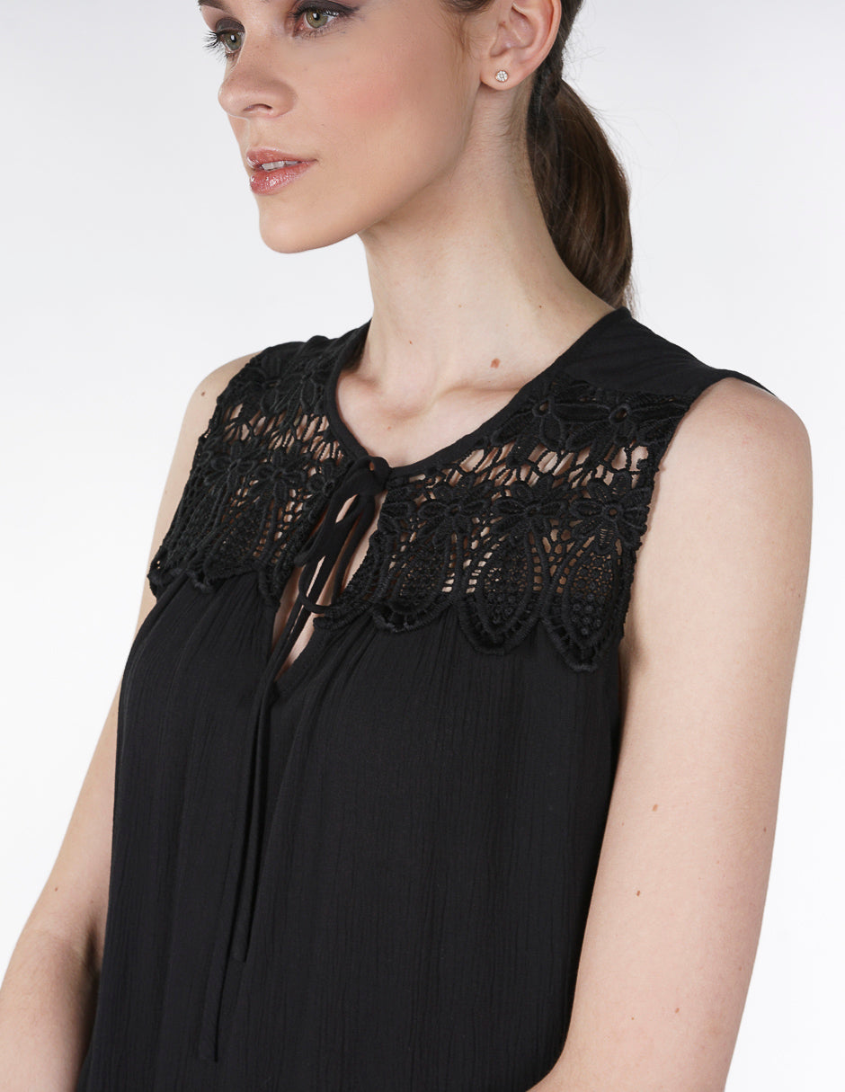Blusa para Dama Amori Negra sin mangas