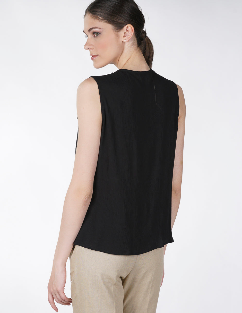 Blusa para Dama Amori Negra sin mangas